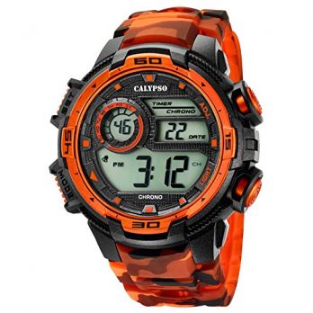 Calypso Uhren | Herrenuhr schwarz orange | Herren Sport digital Armbanduhr