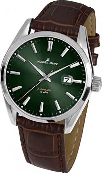 Jacques Lemans Uhr | Armbanduhr Jacques Lemans | Herrenuhr Jacques Lemans | Automatik herrenuhr | Armbanduhr mit grünem Ziffernblatt 