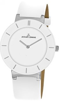 Jacques Lemans | Armbanduhr Damen | weiße Ledearmbanduhr damen 