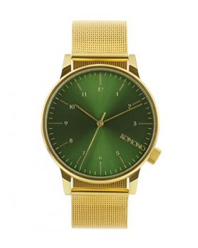 Uhr mit Milanaiseband | Goldene-grüne Armbanduhr Uhren mit Milanaiseband
