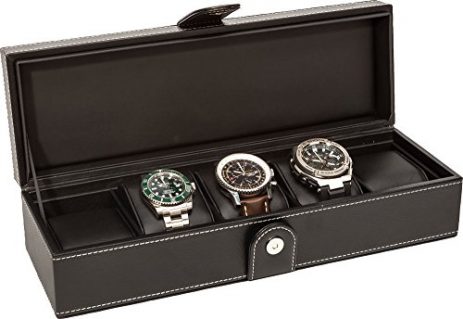 Uhrenbox | Aufbewahungsbox für Uhren | Schwarze Leder Uhrenbox