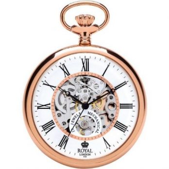 Royal London Uhr | Mechanische Taschenuhr Royal London | Taschenuhr Royal London | Uhr rosé | Handaufzug uhr