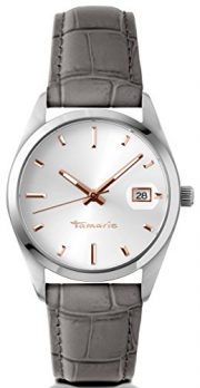 Tamaris Uhr | Armbanduhr Tamaris | Damenuhr Tamaris | grau-silberne Leder armbanduhr | Damenuhr mit grauem Ledearmband 